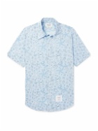 Thom Browne - Button-Down Collar Logo-Appliquéd Printed Cotton-Voile Shirt - Blue