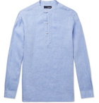 Lardini - Henry Grandad-Collar Slub Linen Shirt - Men - Blue