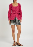 Damson Madder Clare Striped Cotton Blouse Red