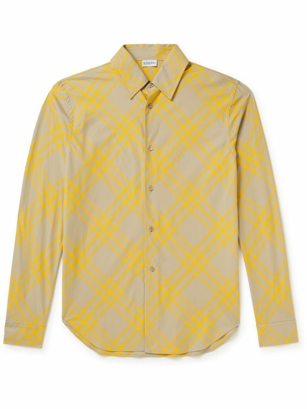 Photo: Burberry - Checked Cotton-Twill Shirt - Yellow