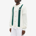 Casablanca Men's Logo Cardigan With Collar in Green/White