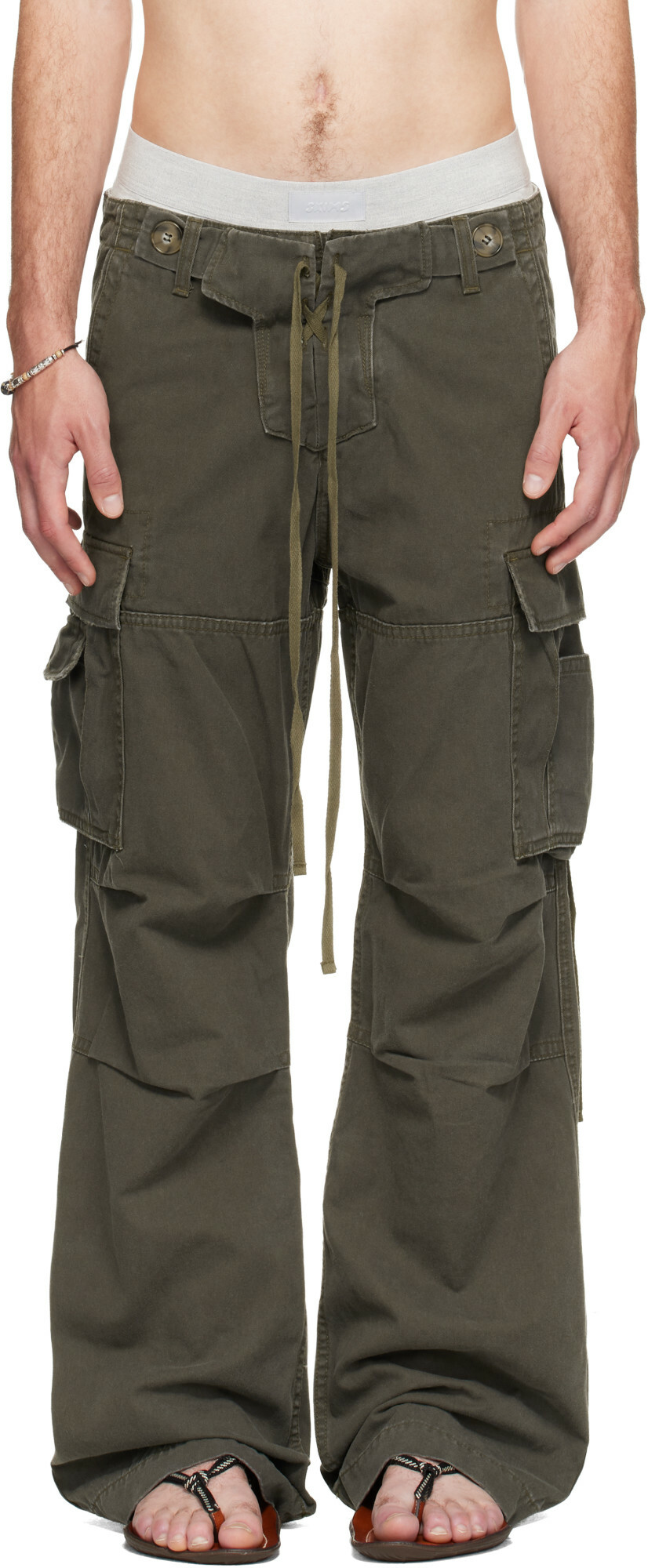 Raimundo Langlois Khaki Double Fly Cargo Pants