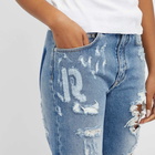 Paco Rabanne Women's Ripped Baggy Jeans in Denim Blue