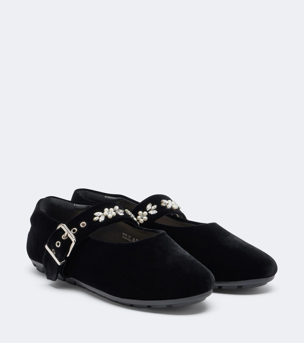 Simone Rocha Embellished velvet Mary Jane flats