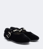 Simone Rocha Embellished velvet Mary Jane flats