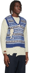 Maison Margiela Blue Jacquard Sweater Vest