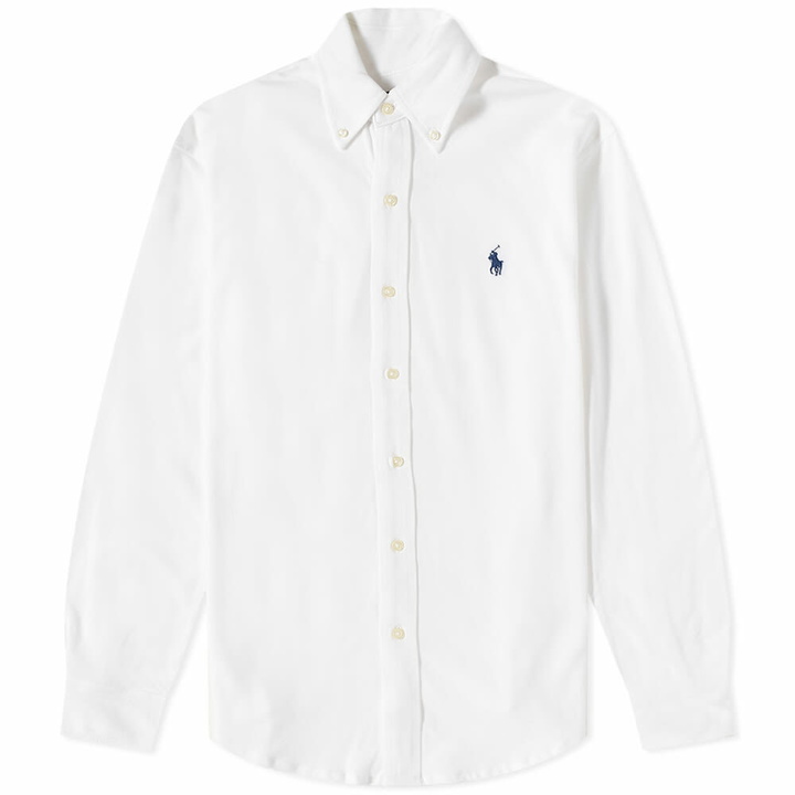 Photo: Polo Ralph Lauren Men's Slim Fit Button Down Pique Shirt in White