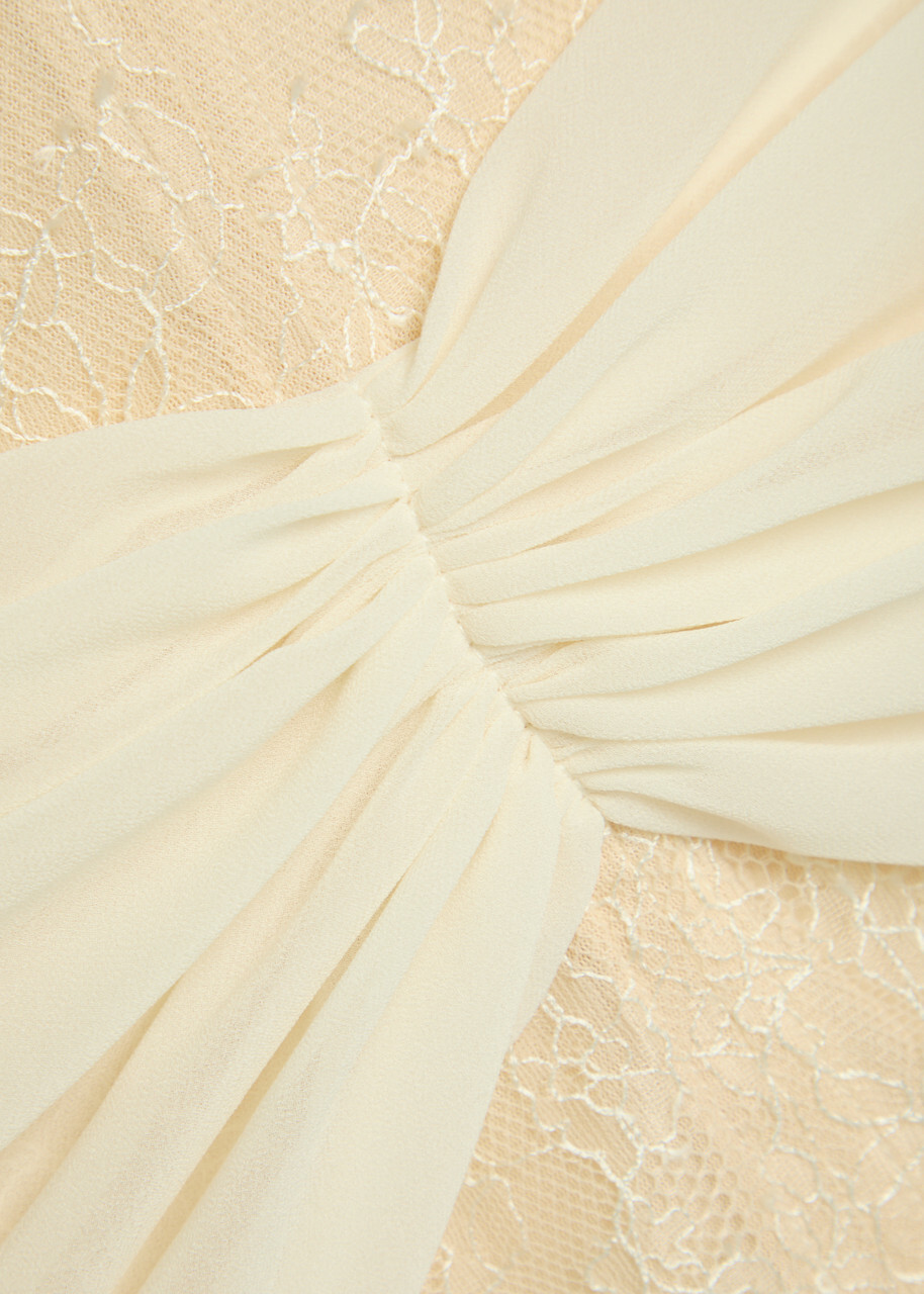 DE LA Vali Noor Ruffled Lace Mini Dress Ivory