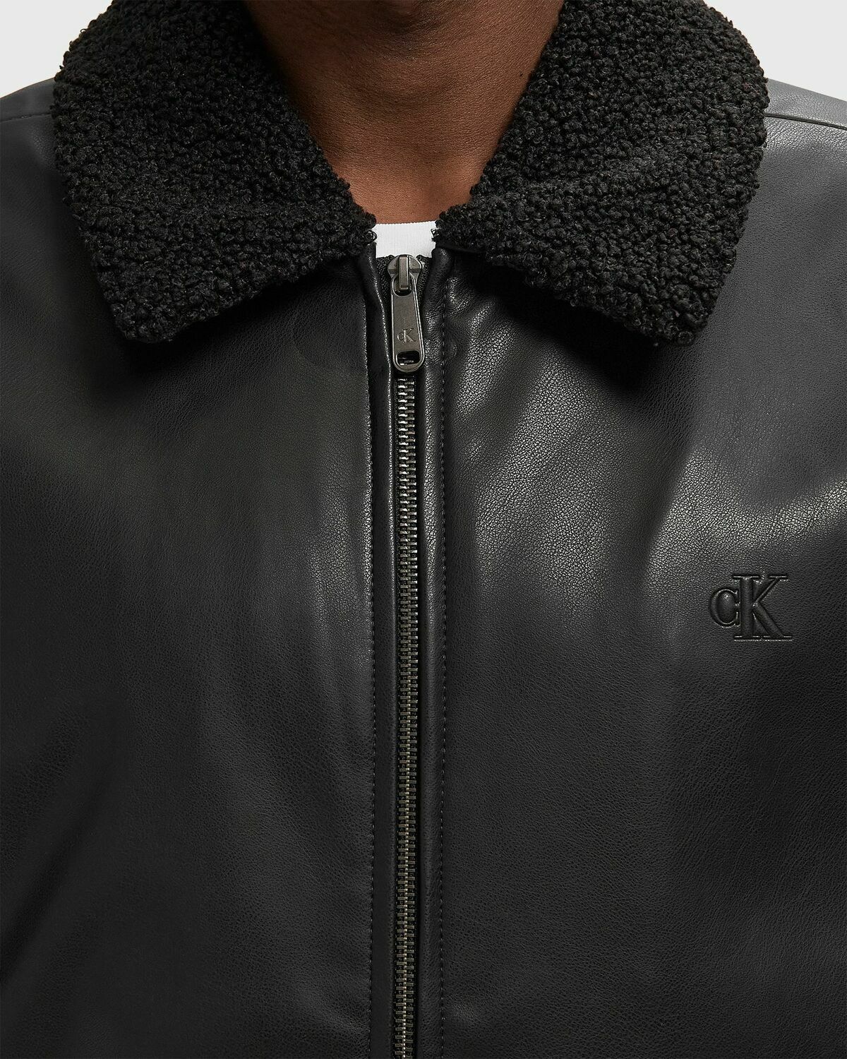 Calvin Klein Jeans LS FAUX LEATHER SHERPA COLLAR BO Black Mens Bomber Jacket