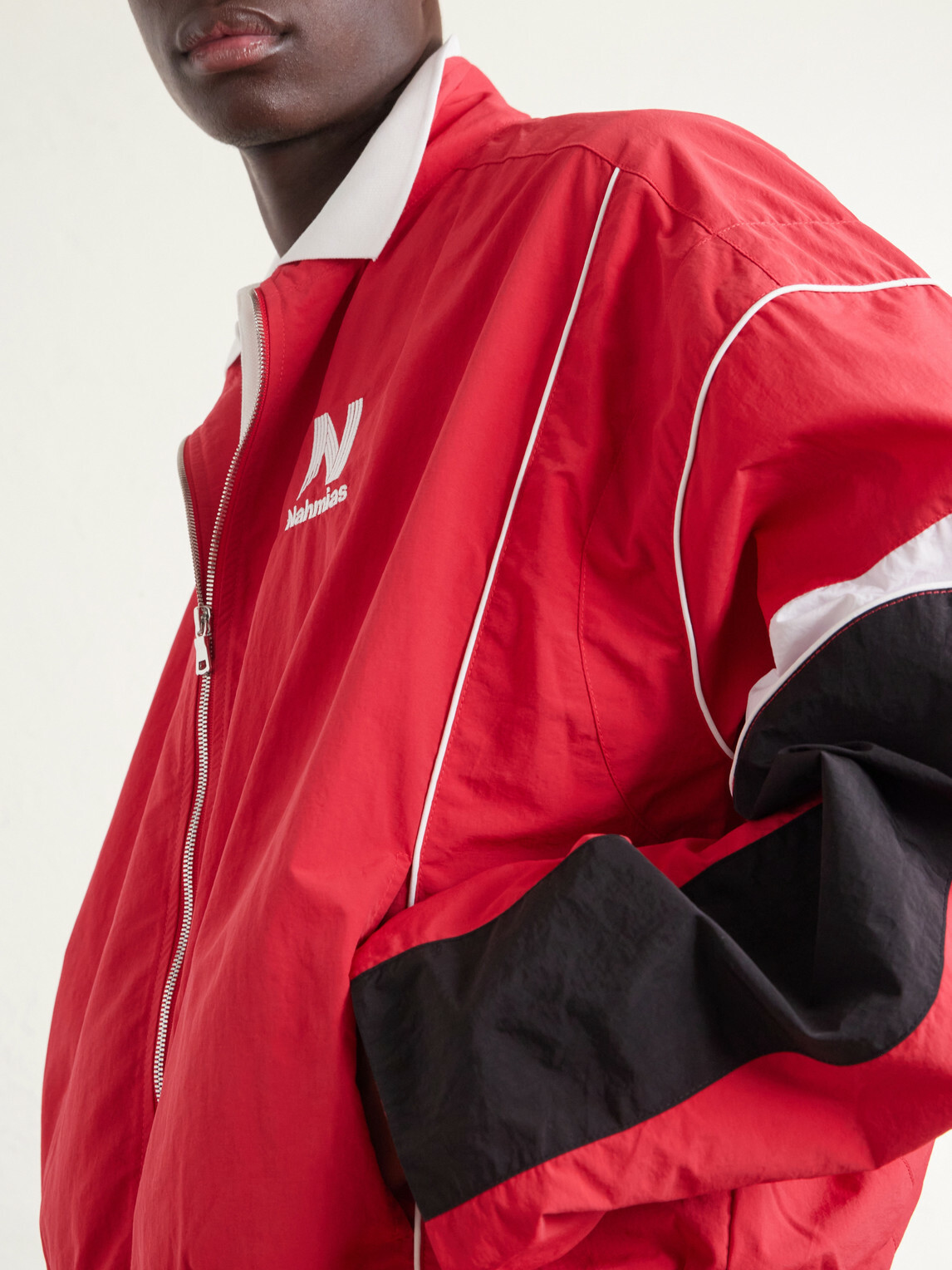 NAHMIAS - Logo-Embroidered Striped Nylon Jacket - Red