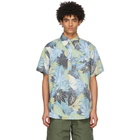 Engineered Garments Black and Blue Floral Popover Short Sleeve Shirt