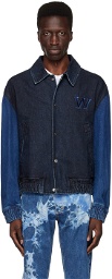 Wooyoungmi Navy Varsity Denim Jacket