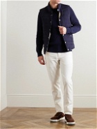 Brunello Cucinelli - Straight-Leg Logo-Embroidered Cotton-Gabardine Trousers - White