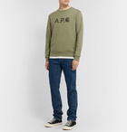 A.P.C. - Carhartt WIP Logo-Print Loopback Cotton-Jersey Sweatshirt - Green