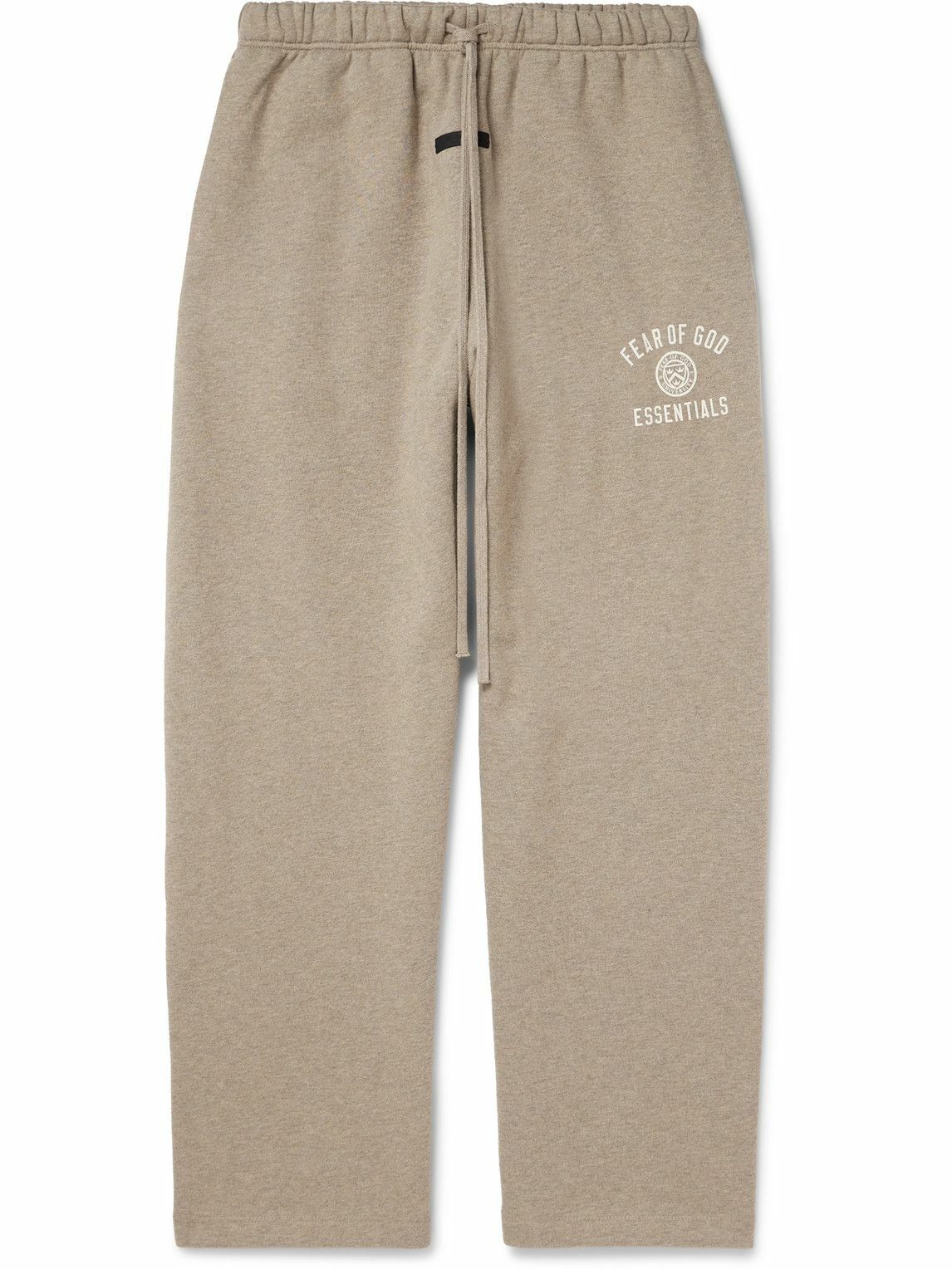 FEAR OF GOD ESSENTIALS - Straight-Leg Logo-Appliquéd Cotton-Blend Jersey Sweatpants - Neutrals