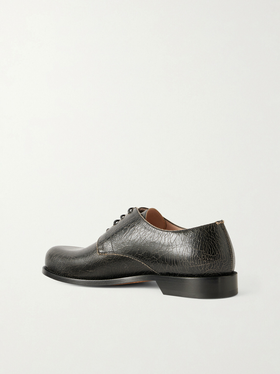 LOEWE - Campo Cracked-Leather Derby Shoes - Black