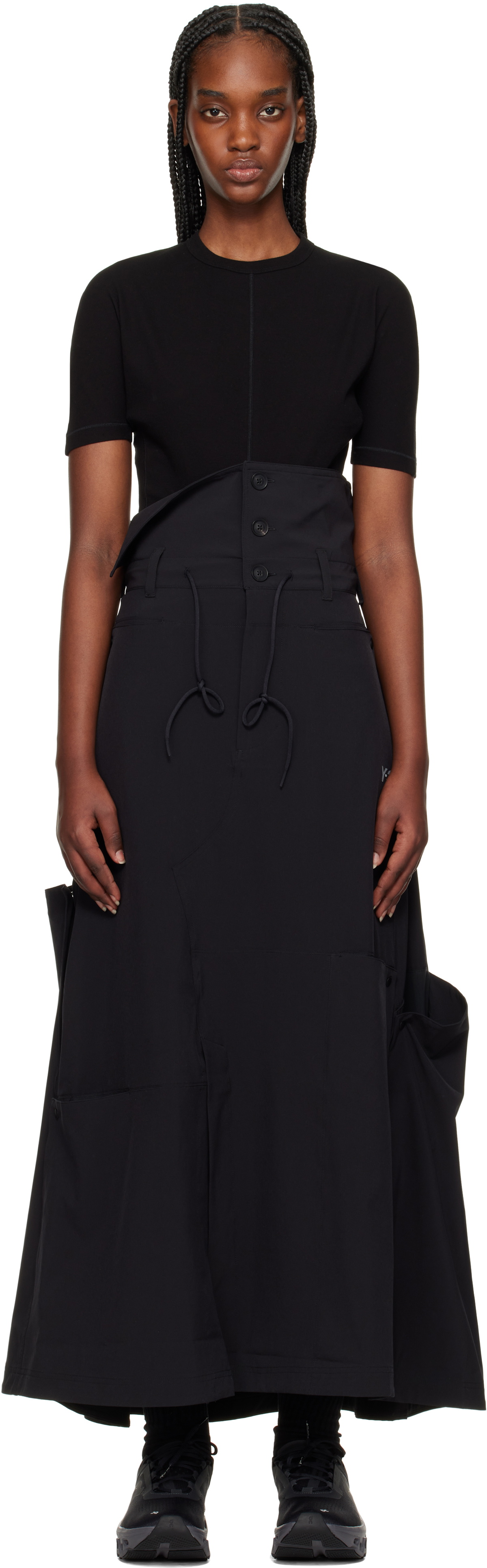 Y-3 Black Vent Midi Skirt