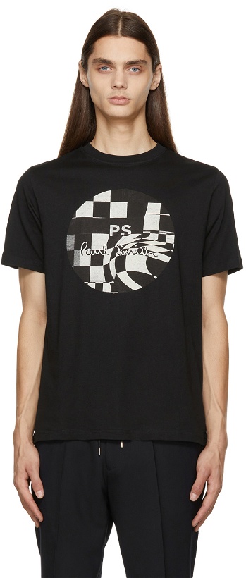 Photo: PS by Paul Smith Black Chequered Graphic T-Shirt