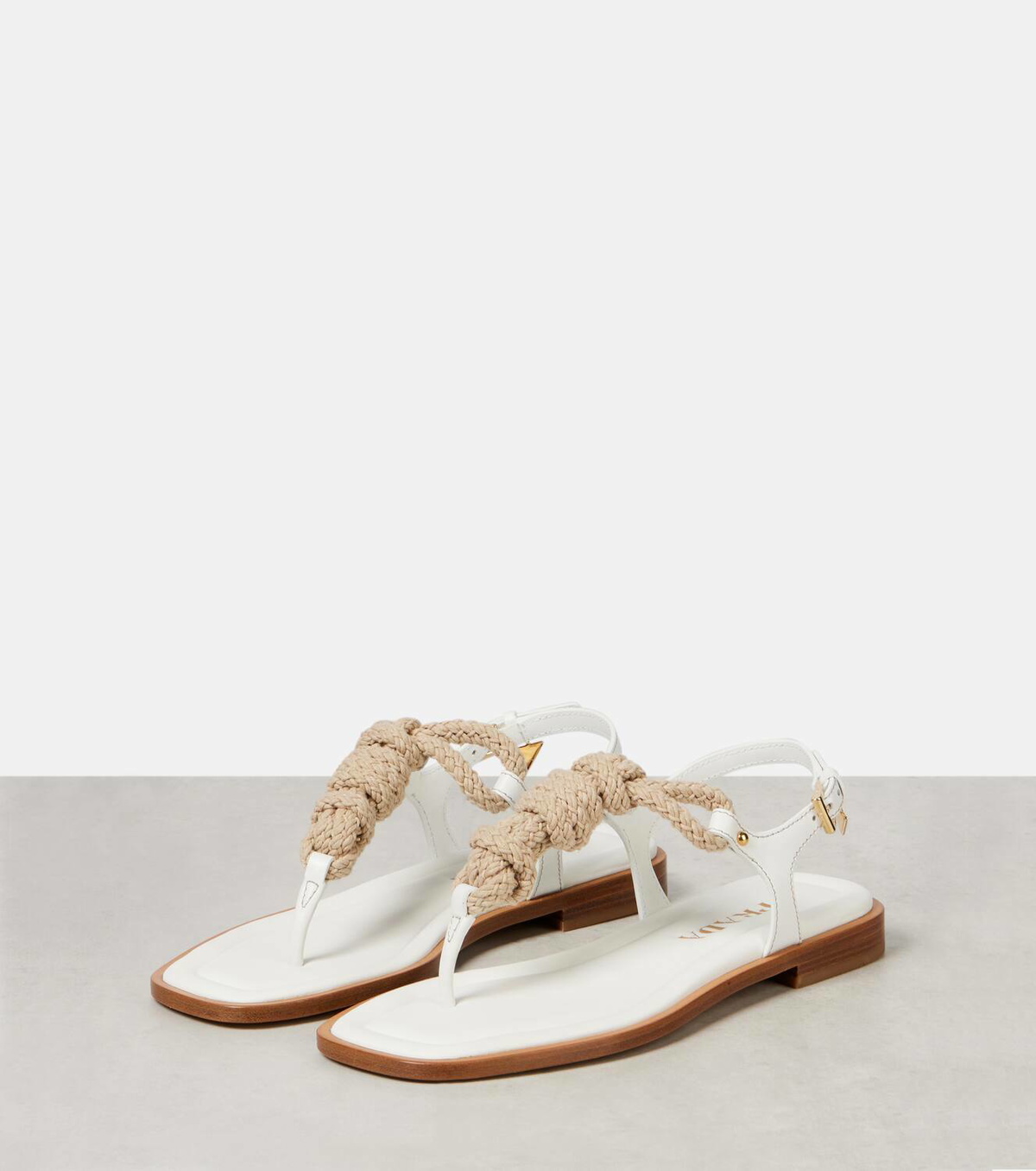 Prada Leather-trimmed thong sandals Prada