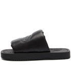 Burberry Men's Quilted Leather Slide Sandals in Black