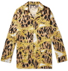 Versace - Camp-Collar Printed Silk Pyjama Shirt - Gold