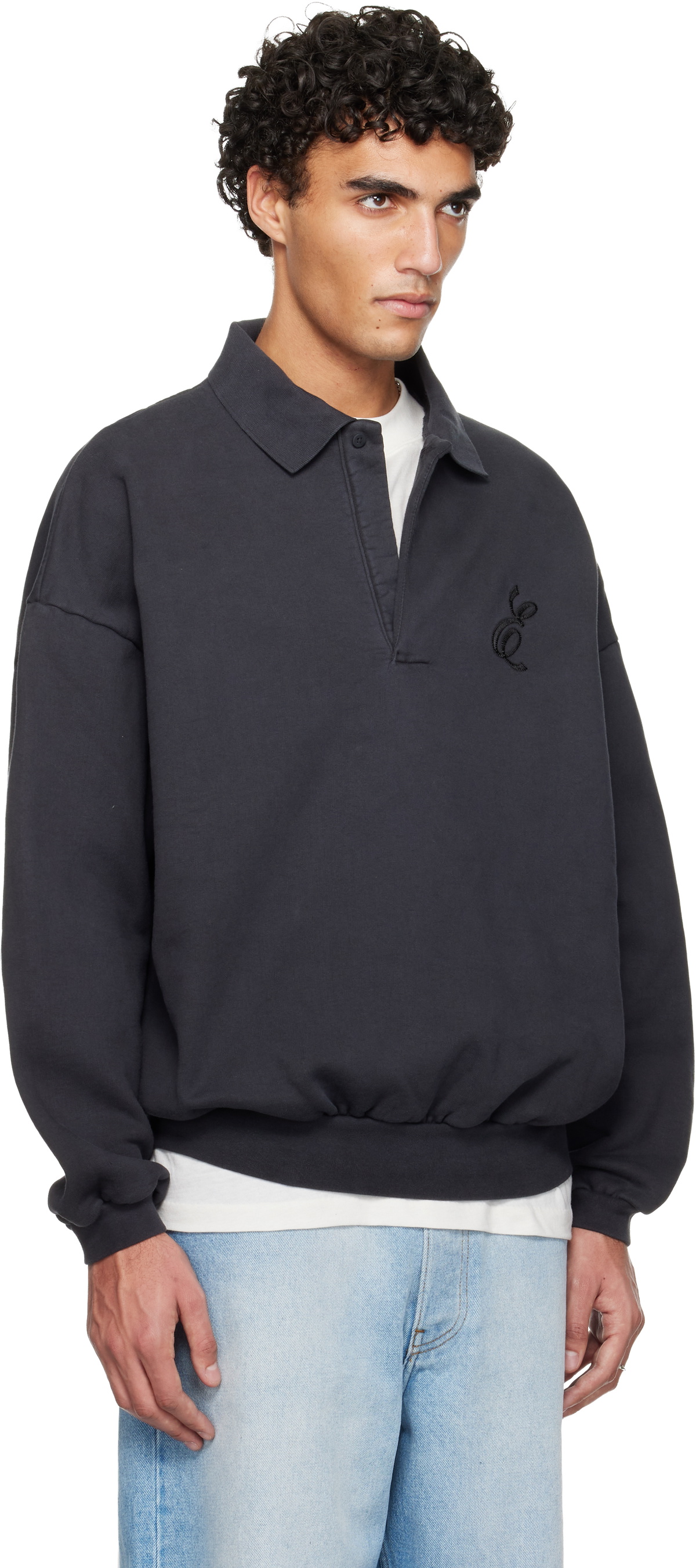 Fear of God ESSENTIALS Black Holiday Embroidered Classic Polo Fear 