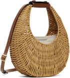 Staud Beige Mini Moon Wicker Bag