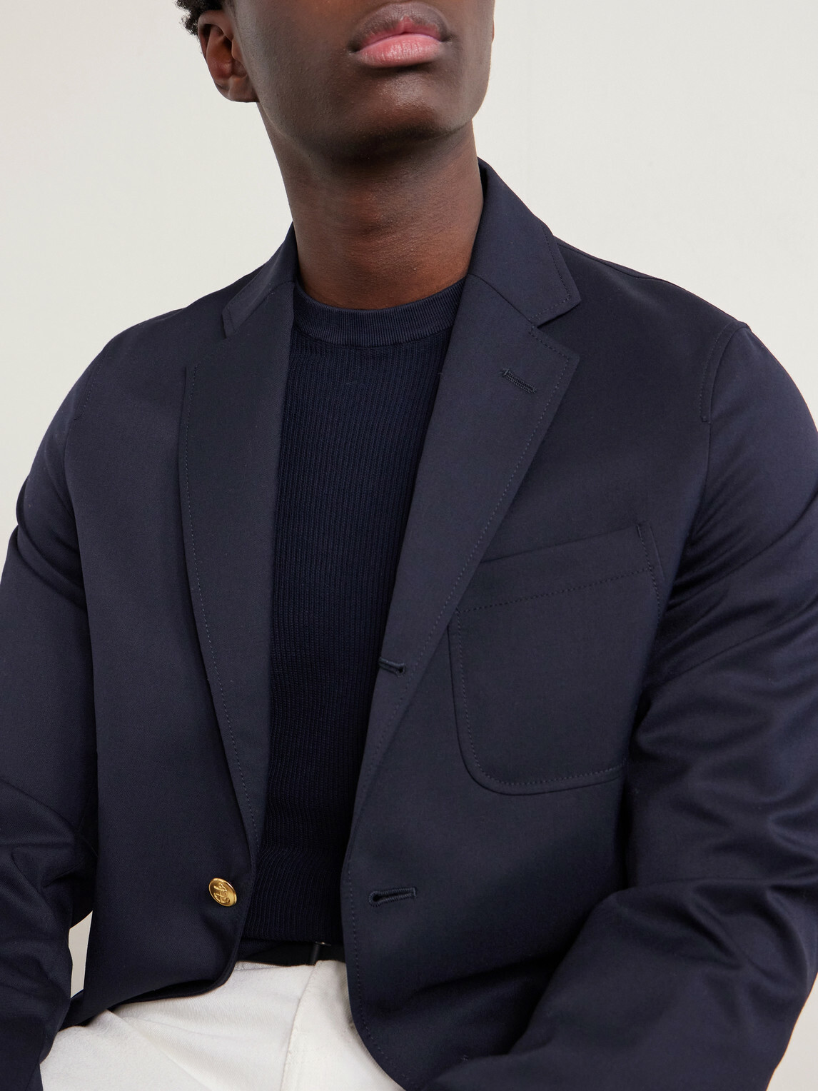 FEDELI - Ribbed Cotton T-Shirt - Blue