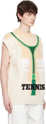Lacoste Beige Runway Graphic Sweater Vest