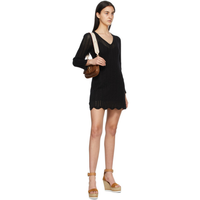See by Chloe Black Crochet V-Neck Dress See by Chloe