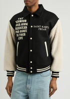 Saint Mxxxxxx X Cactus Plant Flea Market Panelled Wool-blend Varsity Jacket Black And White