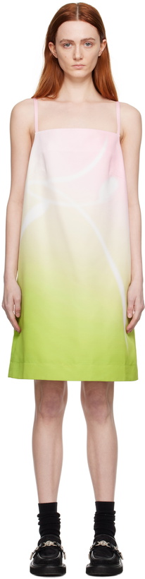 Photo: MINJUKIM Pink & Green One Point Midi Dress