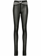 Mugler Black Cut-Out Sheer Leggings