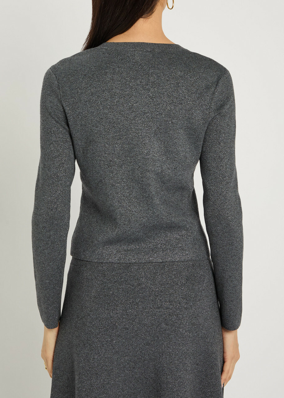 Paige Anzu Metallic Knit Cardigan Dark Grey