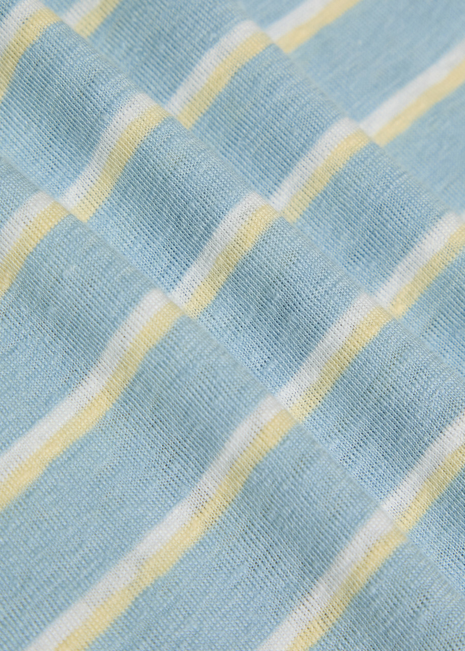 Frame The Linen Baby Striped Stretch-linen T-shirt Blue