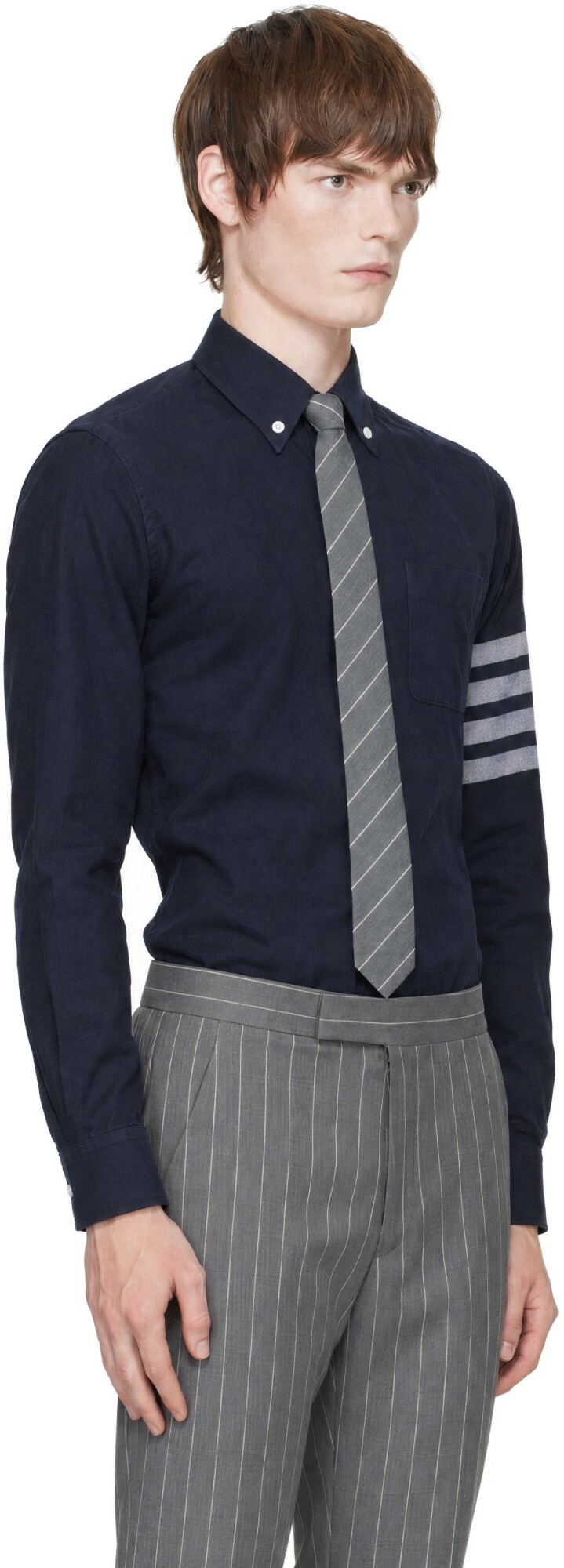 Thom Browne Navy Flannel 4-Bar Shirt