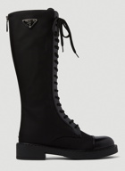 Re-Nylon Knee-High Combat Boots in Black