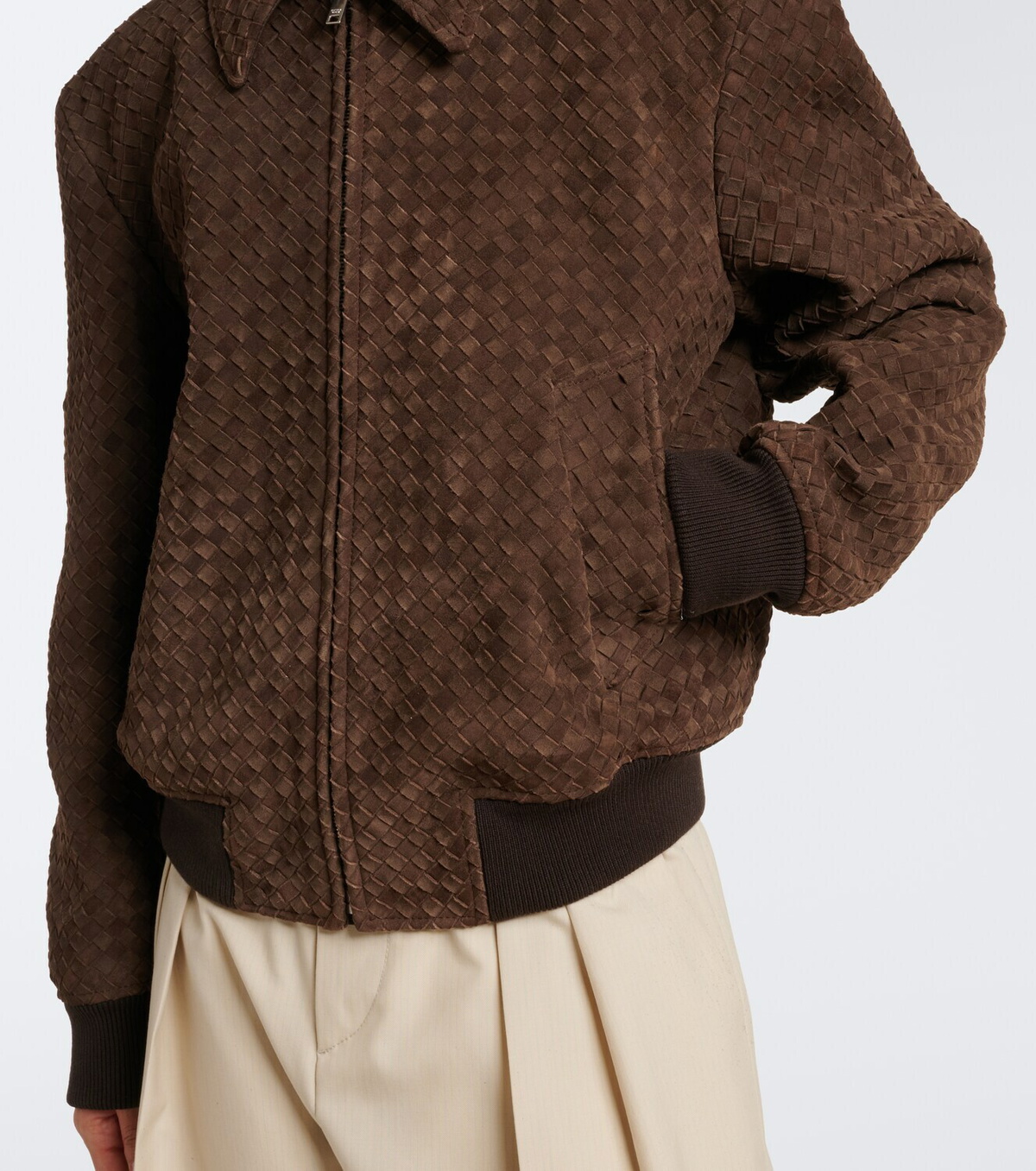 Bottega Veneta Intrecciato suede blouson jacket