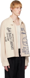HARAGO Beige Printed Zipper Cropped Jacket