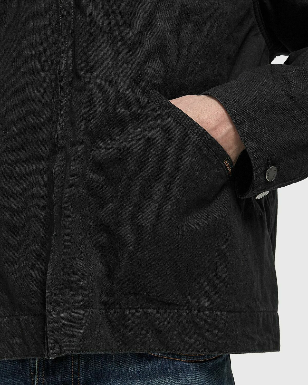 Nudie Jeans Blake Zip Jacket Duck Canvas Black Mens Windbreaker