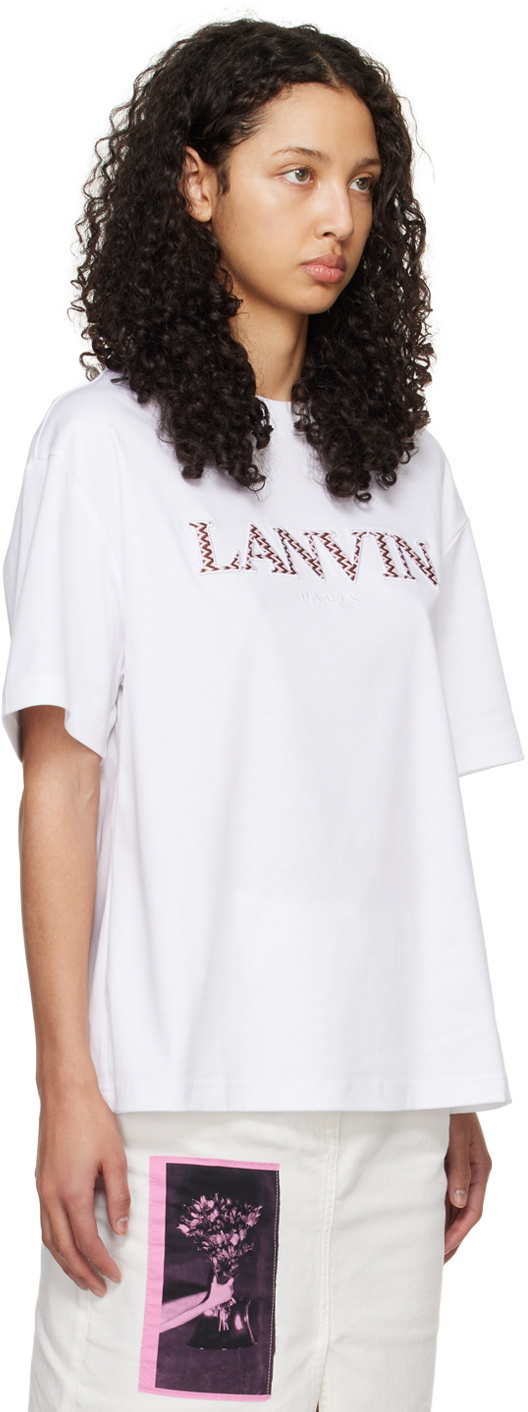 Lanvin White Oversized Embroidered Curb T-Shirt