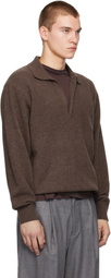 ssstein Brown Extra Fine Wool Knit Skipper Sweater