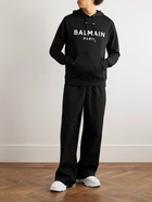 Balmain - Logo-Print Cotton-Jersey Hoodie - Black