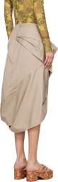 Dries Van Noten Taupe Draped Midi Skirt