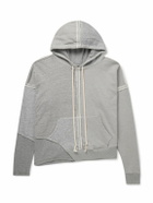 Greg Lauren - Panelled Cotton-Jersey and Waffle-Knit Hoodie - Gray