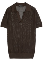 Tom Ford Crochet-knit Sheer Cotton and Silk-blend Polo Shirt Brown