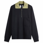 MHL by Margaret Howell Men's Half Zip Polo in Black