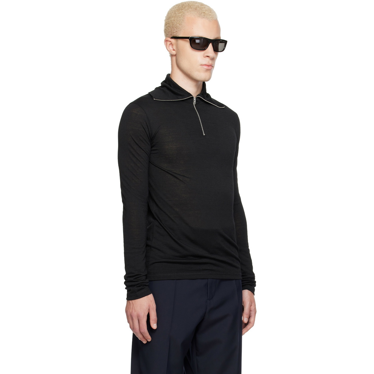 Jil Sander Black LS Zip Polo
