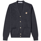 Maison Kitsuné Men's Fox Head Patch Classic Cardigan in Anthracite Melange