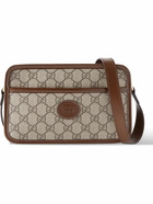 GUCCI - Leather-Trimmed Monogrammed Coated-Canvas Messenger Bag